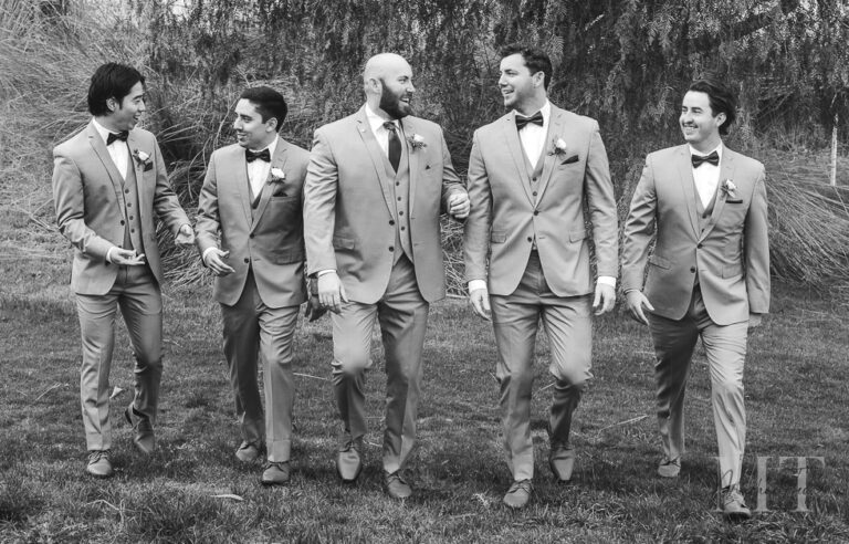 Black and White groom and his friends photos